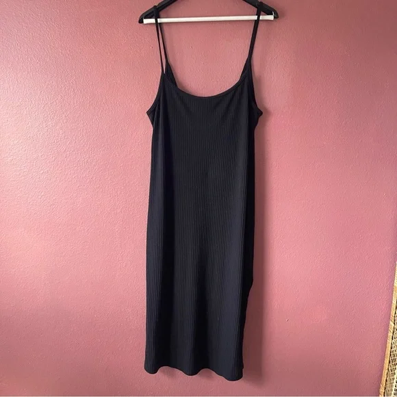 Abercrombie and Fitch Knit Midi Black Dress with Side Slits - Picture 8 of 8